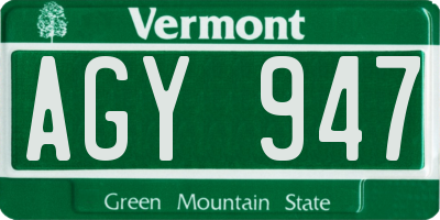 VT license plate AGY947