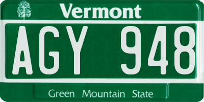 VT license plate AGY948