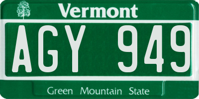 VT license plate AGY949