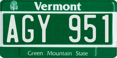 VT license plate AGY951
