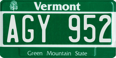 VT license plate AGY952