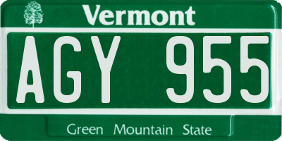 VT license plate AGY955