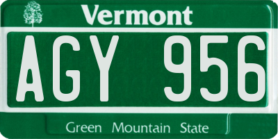 VT license plate AGY956