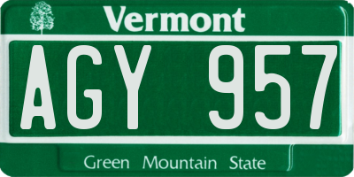 VT license plate AGY957