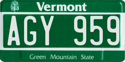 VT license plate AGY959