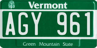 VT license plate AGY961