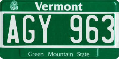 VT license plate AGY963
