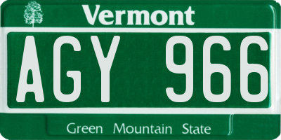 VT license plate AGY966