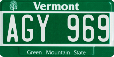 VT license plate AGY969