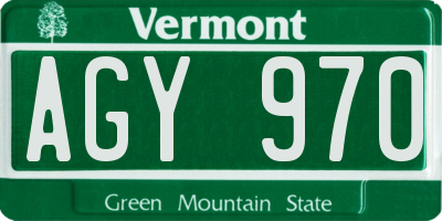 VT license plate AGY970