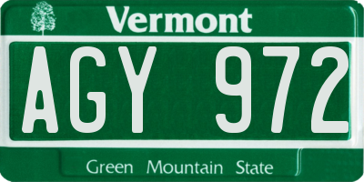 VT license plate AGY972