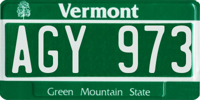 VT license plate AGY973