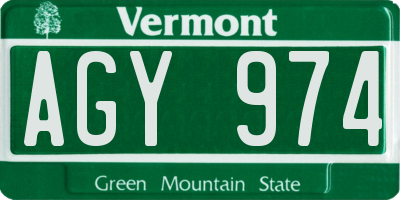 VT license plate AGY974