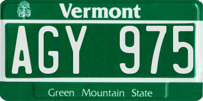 VT license plate AGY975