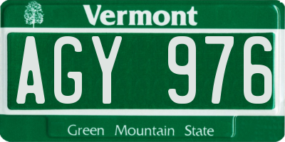 VT license plate AGY976