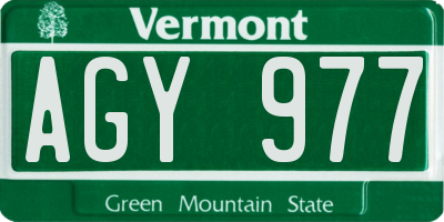 VT license plate AGY977