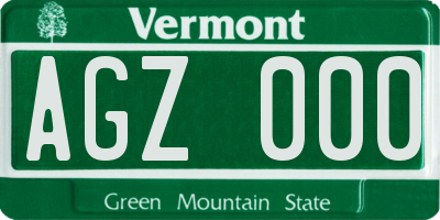 VT license plate AGZ000