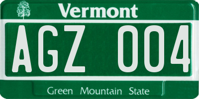 VT license plate AGZ004