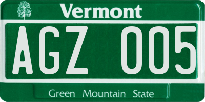 VT license plate AGZ005