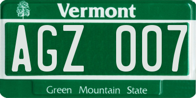 VT license plate AGZ007