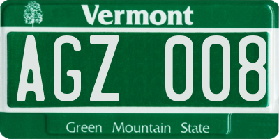 VT license plate AGZ008