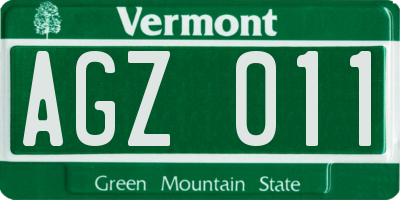 VT license plate AGZ011