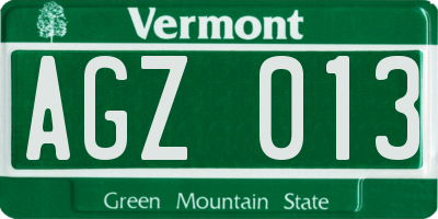 VT license plate AGZ013