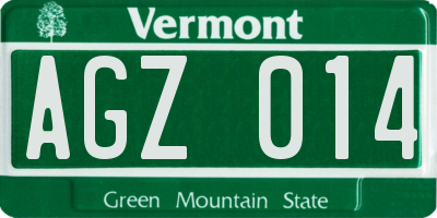 VT license plate AGZ014
