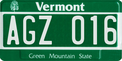VT license plate AGZ016