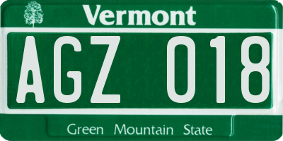 VT license plate AGZ018