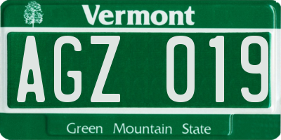 VT license plate AGZ019