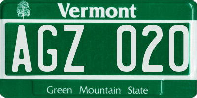 VT license plate AGZ020