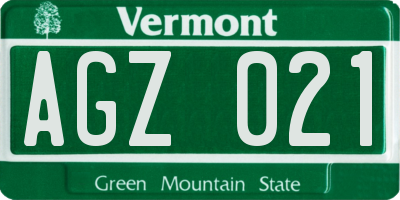 VT license plate AGZ021