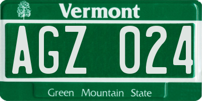VT license plate AGZ024
