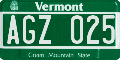 VT license plate AGZ025