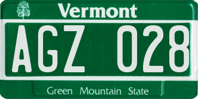 VT license plate AGZ028