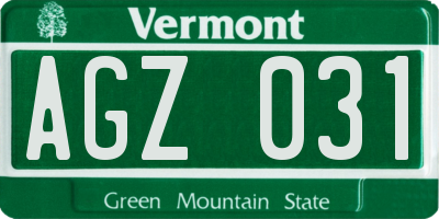 VT license plate AGZ031