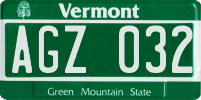 VT license plate AGZ032