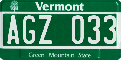 VT license plate AGZ033