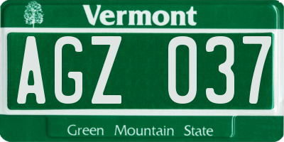 VT license plate AGZ037