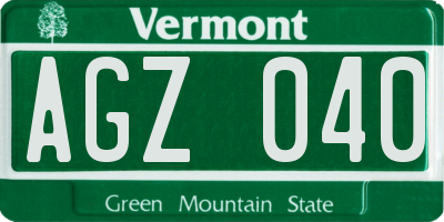 VT license plate AGZ040