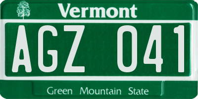 VT license plate AGZ041