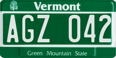VT license plate AGZ042