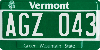 VT license plate AGZ043