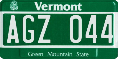 VT license plate AGZ044