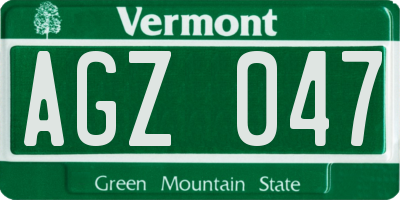 VT license plate AGZ047