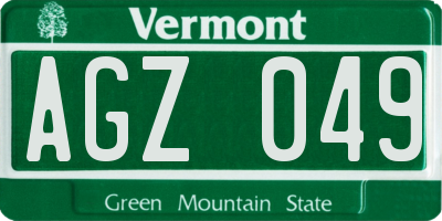 VT license plate AGZ049