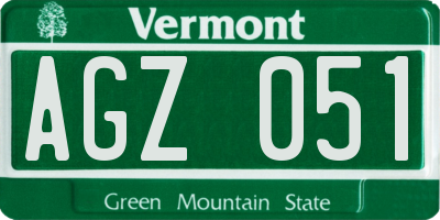 VT license plate AGZ051