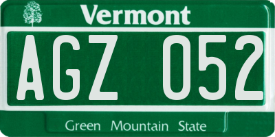 VT license plate AGZ052
