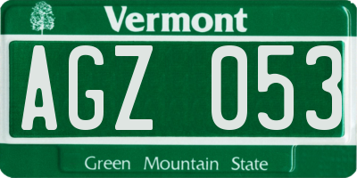 VT license plate AGZ053
